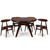 Baxton Studio Flamingo Mid-Century Dark Walnut Wood 5pc Dining Set
