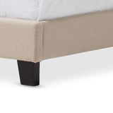 Baxton Studio Ramon Modern and Contemporary Beige Linen Upholstered Queen Size Bed with Nail Heads