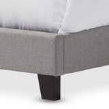 BAXTON STUDIO RAMON MODERN AND CONTEMPORARY GREY FABRIC UPHOLSTERED QUEEN SIZE BED WITH NAIL HEADS