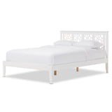 Baxton Studio Celine Modern and Contemporary Geometric Pattern White Solid Wood Queen Size Platform Bed