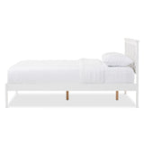 Baxton Studio Celine Modern and Contemporary Geometric Pattern White Solid Wood Full Size Platform Bed