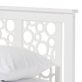 Baxton Studio Celine Modern and Contemporary Geometric Pattern White Solid Wood Queen Size Platform Bed