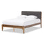 Baxton Studio Leyton Mid-Century Modern Grey Fabric Upholstered Queen Size Platform Bed