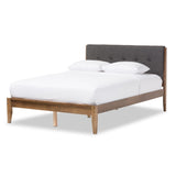 Baxton Studio Leyton Mid-Century Modern Grey Fabric Upholstered King Size Platform Bed