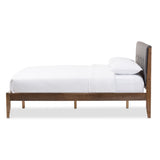 Baxton Studio Leyton Mid-Century Modern Grey Fabric Upholstered Queen Size Platform Bed