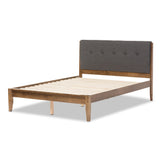 Baxton Studio Leyton Mid-Century Modern Grey Fabric Upholstered Queen Size Platform Bed