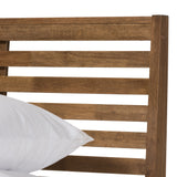 Baxton Studio Daylan Mid-Century Modern Solid Walnut Wood Slatted King Size Platform Bed