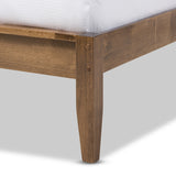 Baxton Studio Daylan Mid-Century Modern Solid Walnut Wood Slatted King Size Platform Bed