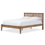 Baxton Studio Loafey Mid-Century Modern Solid Walnut Wood Window-Pane Style Full Size Platform Bed