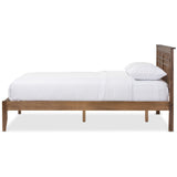Baxton Studio Loafey Mid-Century Modern Solid Walnut Wood Window-Pane Style Queen Size Platform Bed