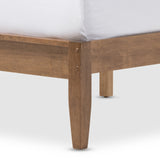 Baxton Studio Loafey Mid-Century Modern Solid Walnut Wood Window-Pane Style Queen Size Platform Bed