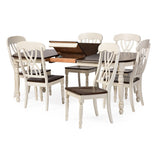 Baxton Studio Newman Chic Country Cottage Antique Oak Wood and Distressed White 7-Piece Dining Set with 5-Feet Extendable Dining Table