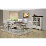 Baxton Studio Newman Chic Country Cottage Antique Oak Wood and Distressed White 7-Piece Dining Set with 5-Feet Extendable Dining Table