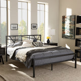 Baxton Studio Barkley Modern and Contemporary Dark Bronze Finishing Queen Size Iron Metal Platform Bed