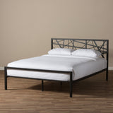Baxton Studio Barkley Modern and Contemporary Dark Bronze Finishing Queen Size Iron Metal Platform Bed