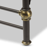 Baxton Studio Beatrice Stippled Black and Brass Queen Size Metal Platform Bed