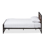 Baxton Studio Gabby Industrial Style Antique Bronze Finished Metal and Walnut Wood Full Size Platform Bed