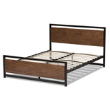 Baxton Studio Gabby Industrial Style Antique Bronze Finished Metal and Walnut Wood Full Size Platform Bed