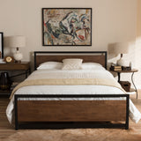 Baxton Studio Gabby Industrial Style Antique Bronze Finished Metal and Walnut Wood Full Size Platform Bed