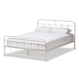 Baxton Studio Mandy Industrial Style White Finished Metal Full Size Platform Bed