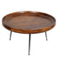 Round Mango Wood Coffee Table With Splayed Metal Legs, Brown and Black