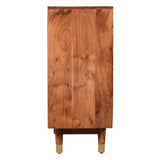 Handcrafted Wooden Sideboard with Shutter Design Door Storage, Rustic Brown