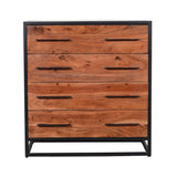 Handmade Dresser with Live Edge Design 4 Drawers, Brown and Black