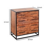 Handmade Dresser with Live Edge Design 4 Drawers, Brown and Black