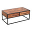 2 Drawer Industrial Metal Coffee Table with Wooden Tile Top, Brown and Black