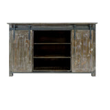 60 Inch Wooden Console with Barn Style Sliding Door Storage,Distressed Brown