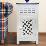 Single Drawer Wooden Side Accent Table with Door Cabinet, Antique White