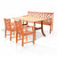 Outdoor Eucalyptus Dining Set with Bench, 2 Chairs, and Table