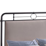 Baxton Studio Jina Full Size Metal Platform Bed with Upholstered Panels