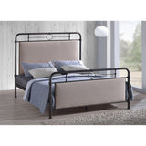 Baxton Studio Jina Full Size Metal Platform Bed with Upholstered Panels