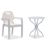 3 Piece All-Weather Outdoor Bistro Set, Indoor and Outdoor Bistro Table and Chair Set, Resin Wicker Outdoor Patio Furniture Dining Set- White