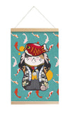 Scroll Painting Japanese Style Hanging Paintings Lucky Cat, M2