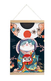 Scroll Painting Japanese Style Hanging Paintings Lucky Cat, M4