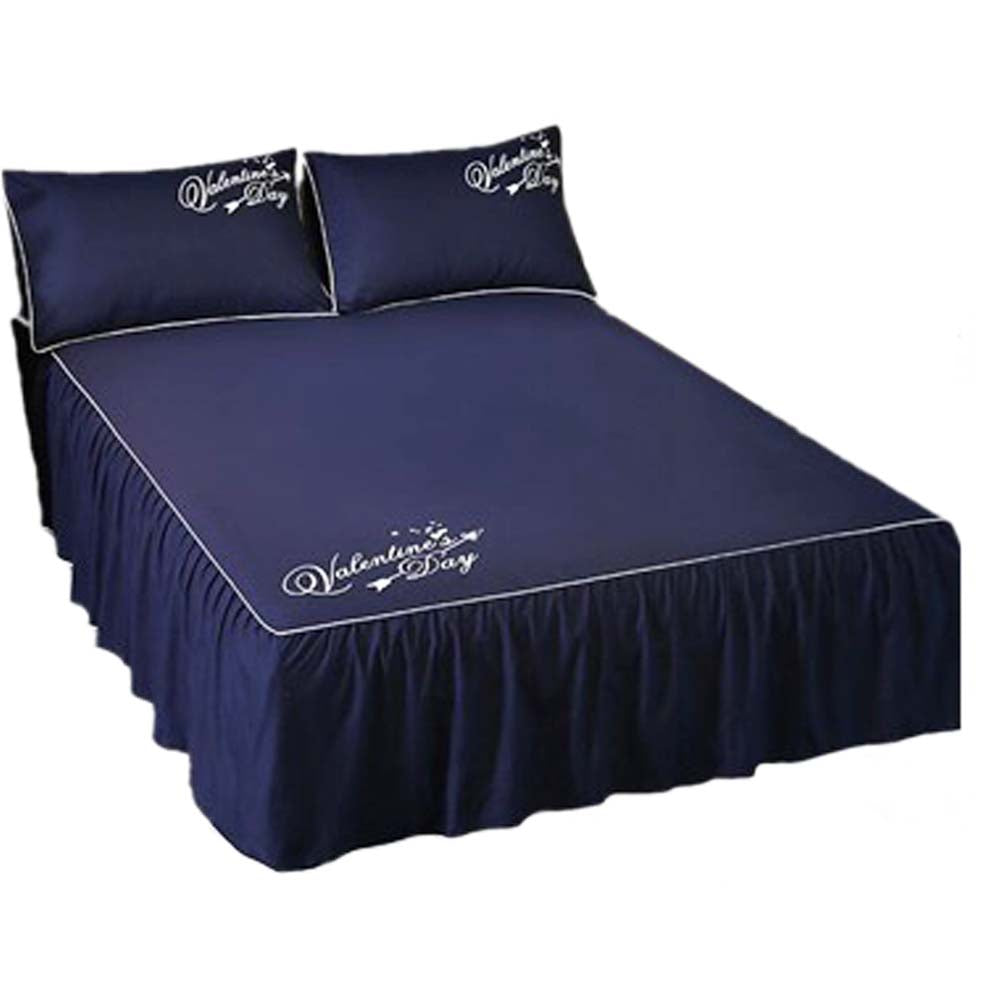 Luxurious Durable Bed Covers Pure Color Bedspreads (Blue)