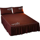 Luxurious Durable Bed Covers Pure Color Bedspreads (Brown)