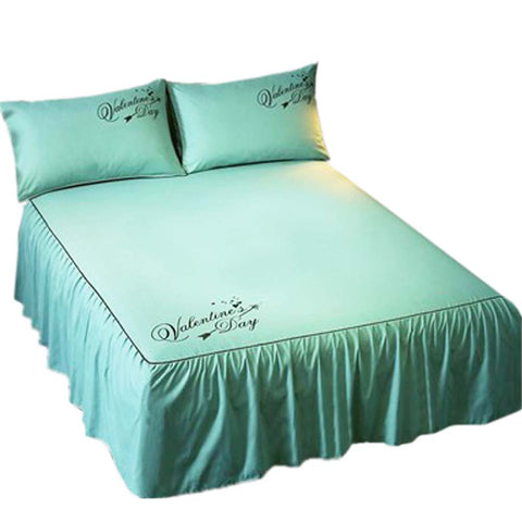 Luxurious Durable Bed Covers Pure Color Bedspreads (Green 2)