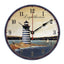 10" Retro Unique Lighthouse Wall Clock Decor Silence Hanging Clock, C