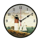 10" Retro Unique Lighthouse Wall Clock Decor Silence Hanging Clock, D