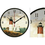 10" Retro Unique Lighthouse Wall Clock Decor Silence Hanging Clock, D