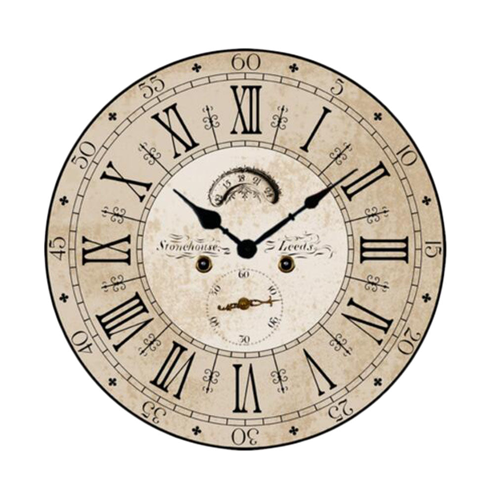 12" European Retro Wall Clock Classical Decor Silence Hanging Clock, A