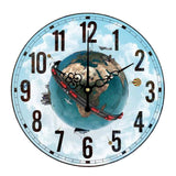 12" Earth Retro Wall Clock Decor Silence Hanging Clock, Flower Hand