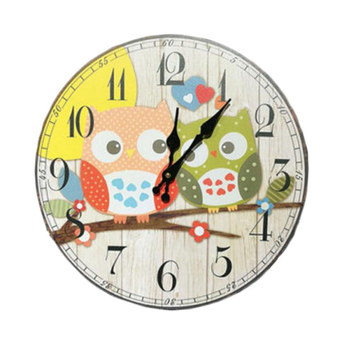 Creative Cute Owl Wall Clock Decor Silence Hanging Clock