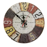14" Retro Unique Wooden Wall Clock Decor Silence Hanging Clock, #04
