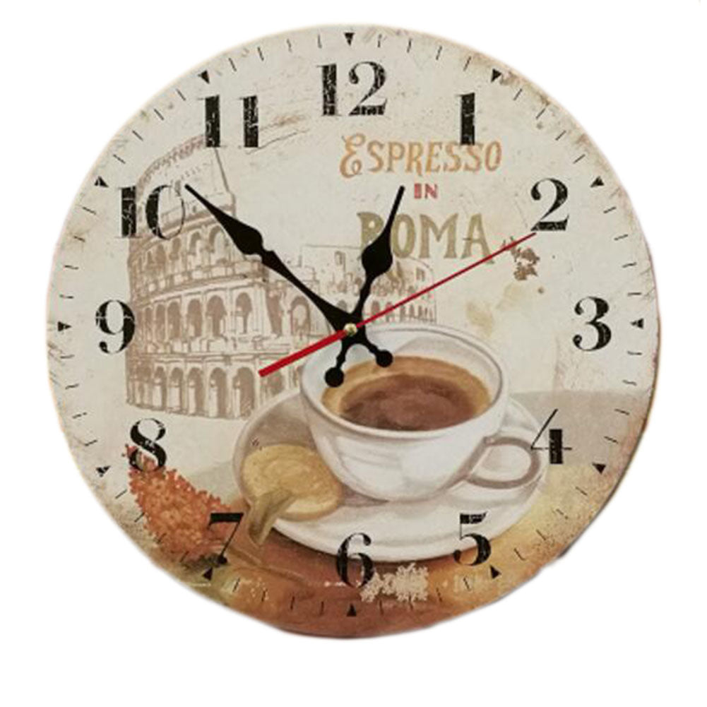 14" Retro Unique Wooden Wall Clock Decor Silence Hanging Clock, #06