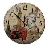 14" Retro Unique Wooden Wall Clock Decor Silence Hanging Clock, #08
