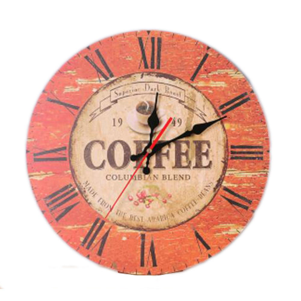 14" Retro Unique Wooden Wall Clock Decor Silence Hanging Clock, #21